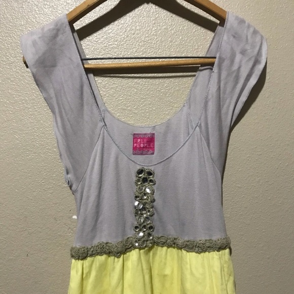 🆓Free 👨👩👧👦People💛Yellow◻️Gray Maxi👗Dress - Picture 4 of 8